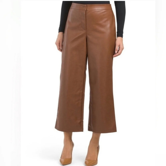 Bagatelle High Rise Wide Leg Ankle Length Brown Faux Leather Pants, Sz XL, EUC! - Picture 1 of 12